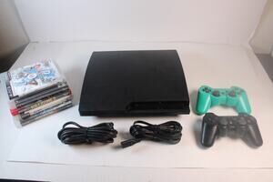 Sony PlayStation 3 PS3 Slim 160GB Console CECH-3001A, 2 controllers, 5 games